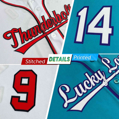 Custom Aqua White-Red American Flag Authentic Baseball Jersey