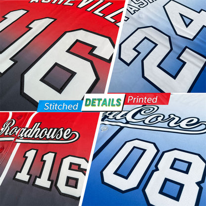 Custom Powder Blue Red-White Gradient Fashion Authentic Baseball Jersey