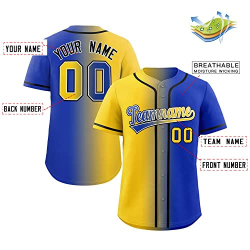 Custom Royal Gold-Black Gradient Fashion Authentic Baseball Jersey