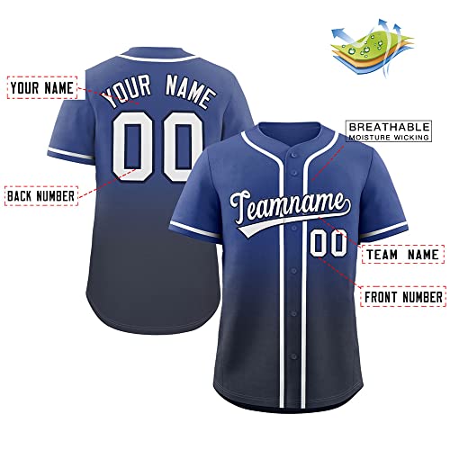 Custom Blue Navy-White Gradient Fashion Authentic Baseball Jersey