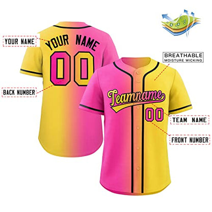 Custom Gold Pink-Black Gradient Fashion Authentic Baseball Jersey