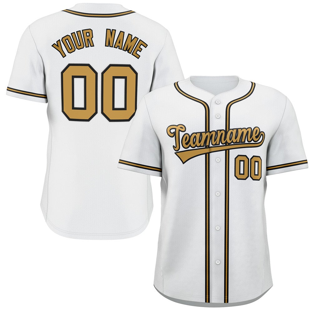 Custom White Old Gold-Navy Classic Style Authentic Baseball Jersey