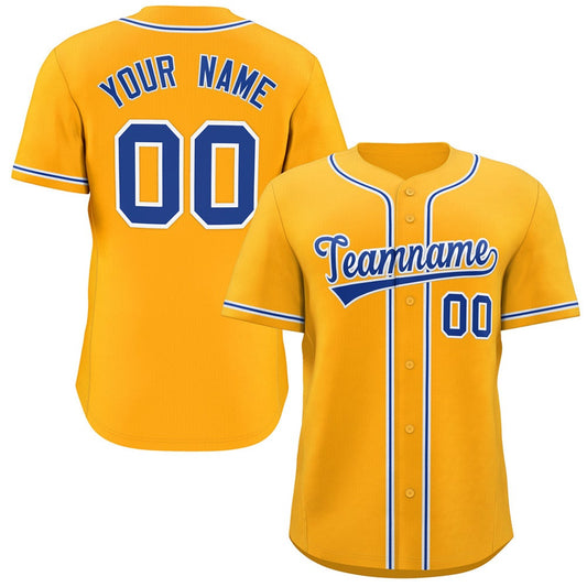 Custom Yellow White-Royal Classic Style Authentic Baseball Jersey