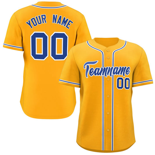 Custom Yellow White-Royal Classic Style Fashion Authentic Baseball Jersey