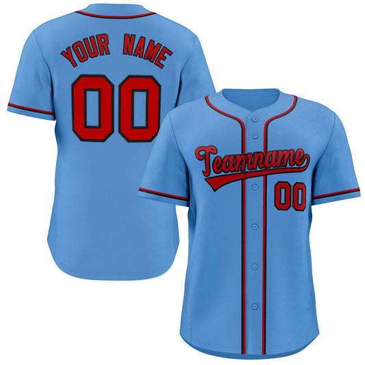 Custom Light Blue Red-Black Classic Style Authentic Baseball Jersey