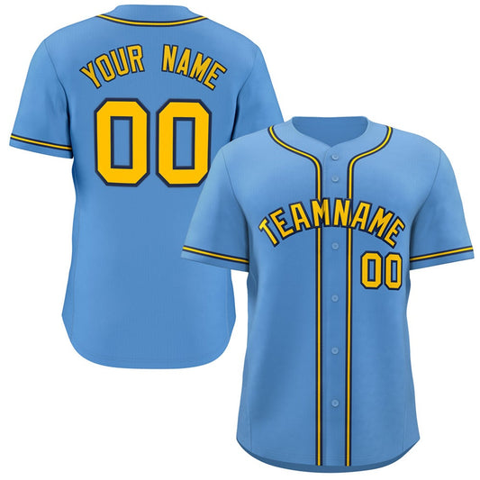 Custom Light Blue Yellow-Navy Classic Style Fashion Authentic Baseball Jersey