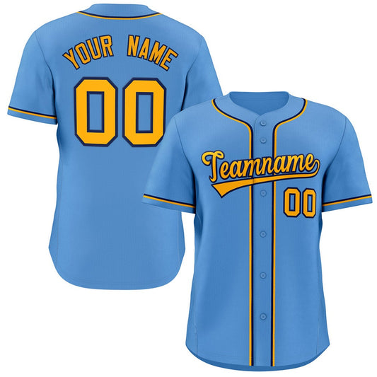 Custom Light Blue Yellow-Navy Classic Style Authentic Baseball Jersey