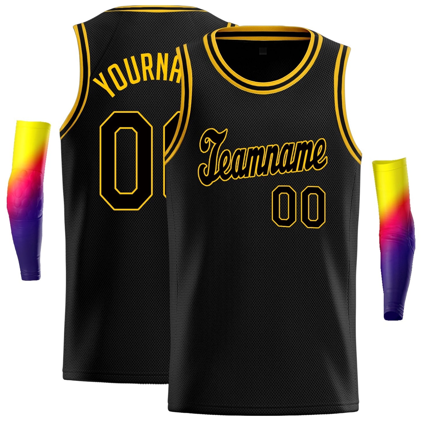 Custom Black Black-Yellow Classic Tops Sport Game Basketball Jersey