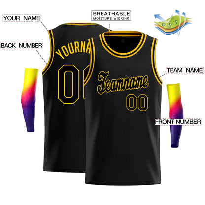 Custom Black Black-Yellow Classic Tops Sport Game Basketball Jersey