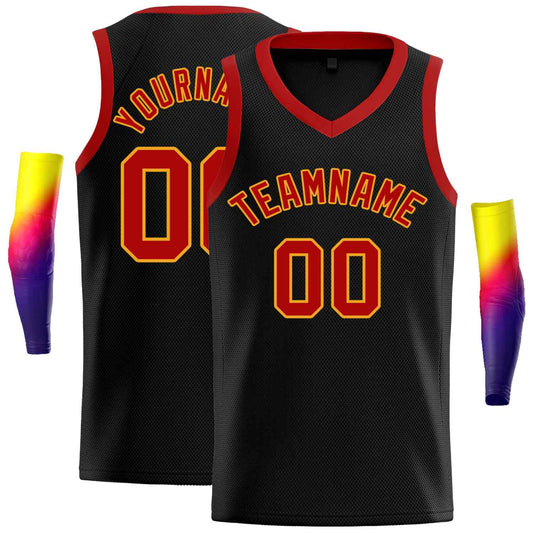 Custom Black Black-Yellow Classic Tops Men Casual Basketball Jersey