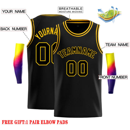 Custom Black Black-Yellow Classic Tops Casual Basketball Jersey