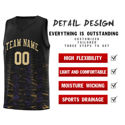 Custom Black Khaki Personalized Scratches Pattern Sports Uniform Basketball Jersey