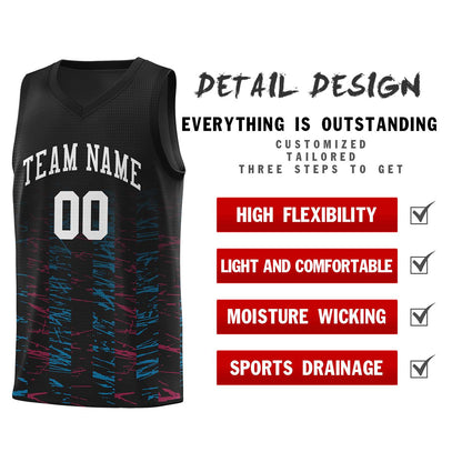 Custom Black White Personalized Scratches Pattern Sports Uniform Basketball Jersey