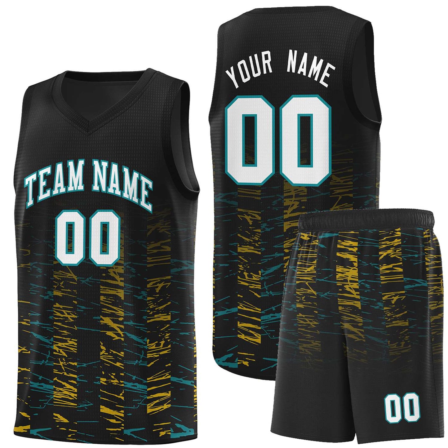 Custom Black White Personalized Scratches Pattern Sports Uniform Basketball Jersey