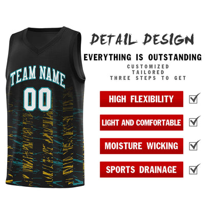 Custom Black White Personalized Scratches Pattern Sports Uniform Basketball Jersey