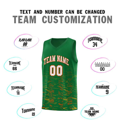 Custom Kelly Green White Personalized Scratches Pattern Sports Uniform Basketball Jersey