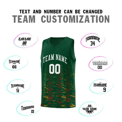 Custom Green White Personalized Scratches Pattern Sports Uniform Basketball Jersey