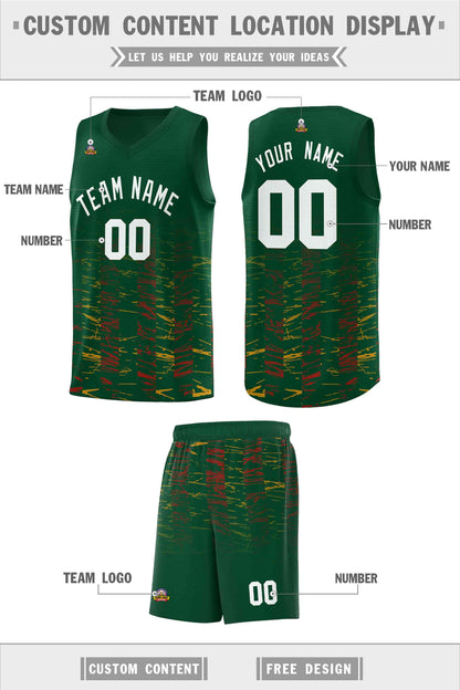 Custom Green White Personalized Scratches Pattern Sports Uniform Basketball Jersey