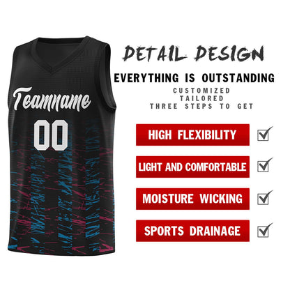 Custom Black White Personalized Scratches Pattern Sports Uniform Basketball Jersey