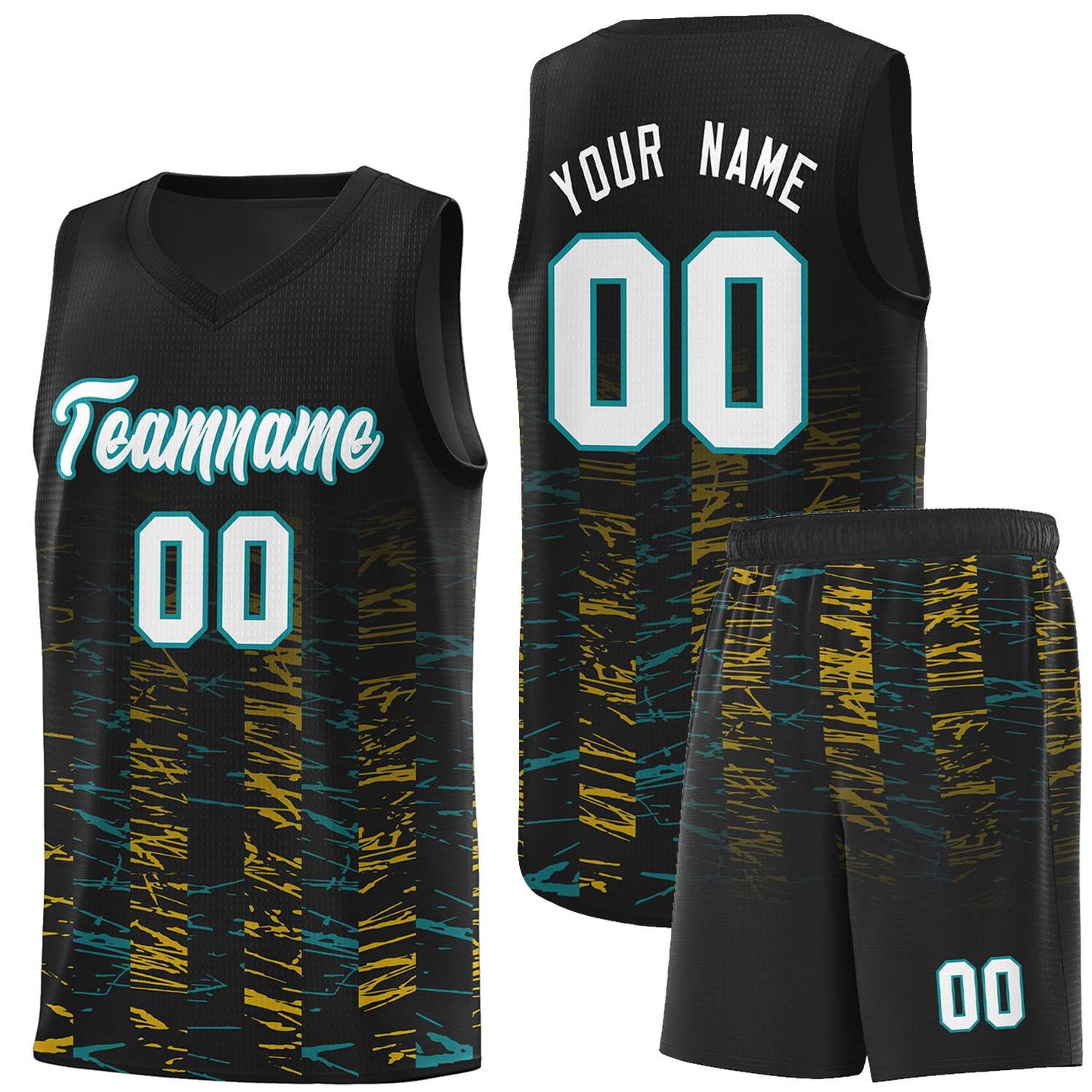 Custom Black White Personalized Scratches Pattern Sports Uniform Basketball Jersey