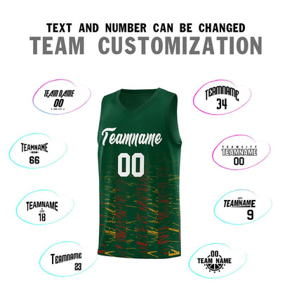 Custom Green White Personalized Scratches Pattern Sports Uniform Basketball Jersey