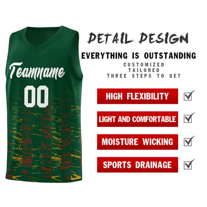 Custom Green White Personalized Scratches Pattern Sports Uniform Basketball Jersey