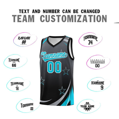 Custom Dark Gray Black Gradient Star Graffiti Pattern Sports Uniform Basketball Jersey