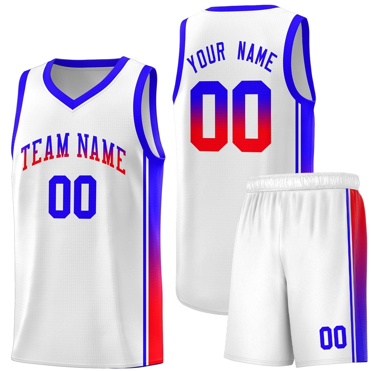 Custom White Red-Navy Gradient Fashion Sports Uniform Basketball Jersey