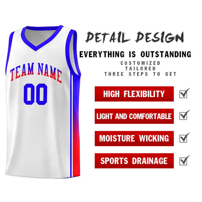 Custom White Red-Navy Gradient Fashion Sports Uniform Basketball Jersey