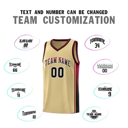 Custom Khaki Crimson-Black Gradient Fashion Sports Uniform Basketball Jersey