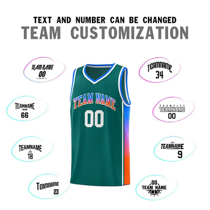 Custom Aqua Blue-Orange Gradient Fashion Sports Uniform Basketball Jersey