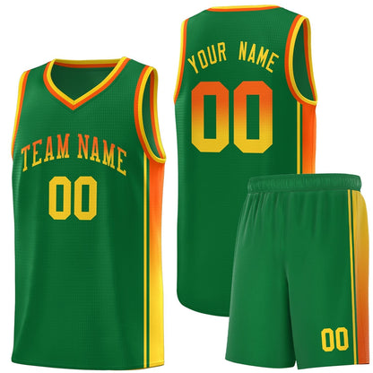 Custom Kelly Green Orange-Gold Gradient Fashion Sports Uniform Basketball Jersey