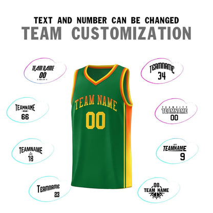 Custom Kelly Green Orange-Gold Gradient Fashion Sports Uniform Basketball Jersey