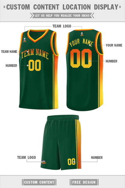 Custom Green Orange-Gold Gradient Fashion Sports Uniform Basketball Jersey