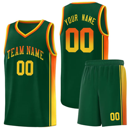 Custom Green Orange-Gold Gradient Fashion Sports Uniform Basketball Jersey