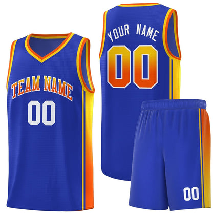 Custom Royal Gold-Orange Gradient Fashion Sports Uniform Basketball Jersey