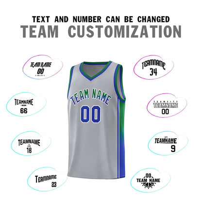 Custom Gray Kelly Green-Royal Gradient Fashion Sports Uniform Basketball Jersey