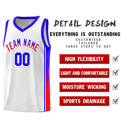 Custom White Red-Navy Gradient Fashion Sports Uniform Basketball Jersey