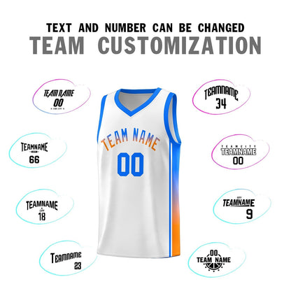 Custom White Light Blue-Orange Gradient Fashion Sports Uniform Basketball Jersey