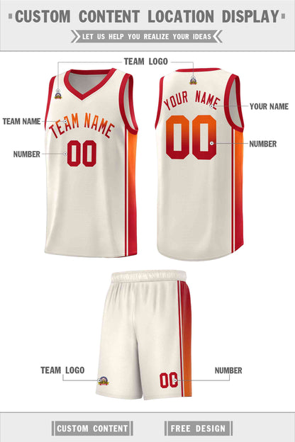 Custom Khaki Orange-Red Gradient Fashion Sports Uniform Basketball Jersey