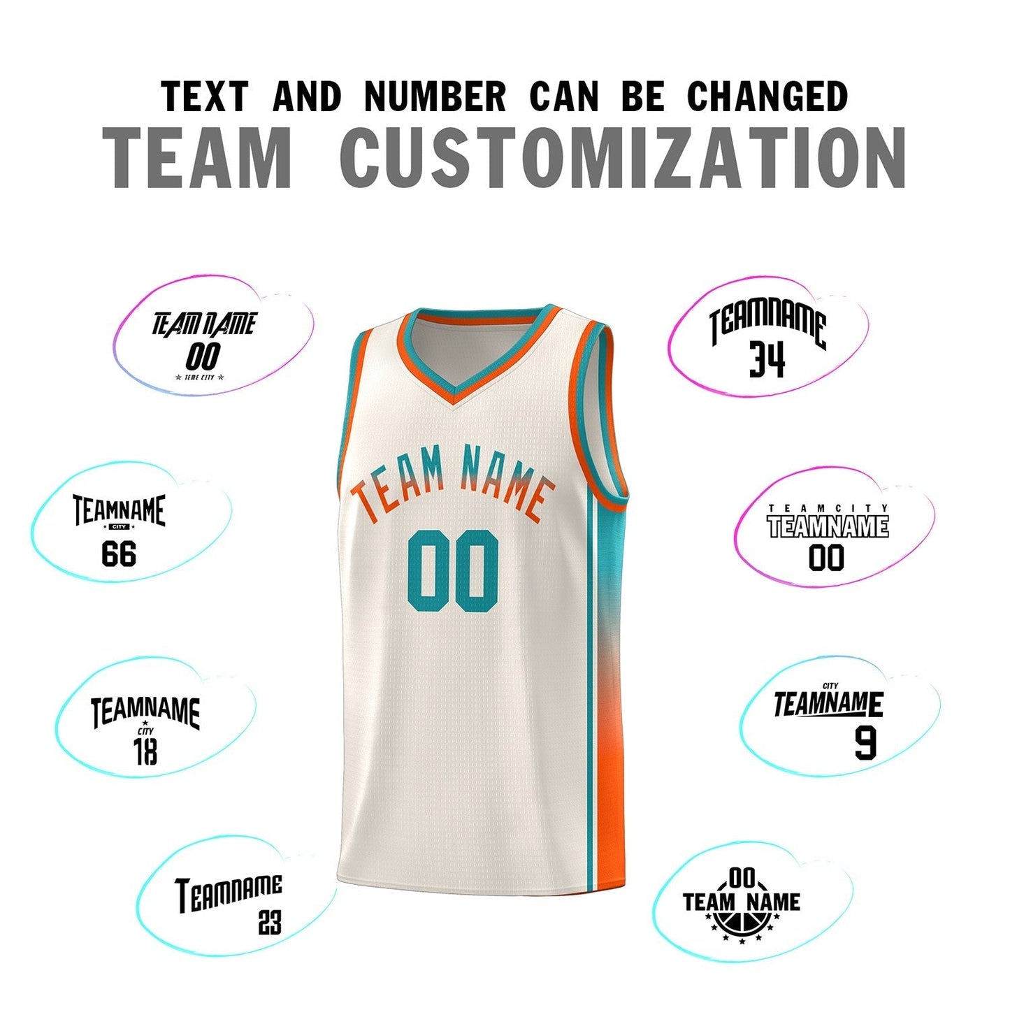 Custom Khaki Aqua-Orange Gradient Fashion Sports Uniform Basketball Jersey