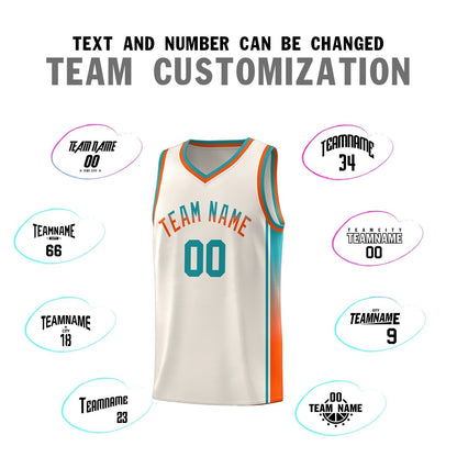 Custom Khaki Aqua-Orange Gradient Fashion Sports Uniform Basketball Jersey