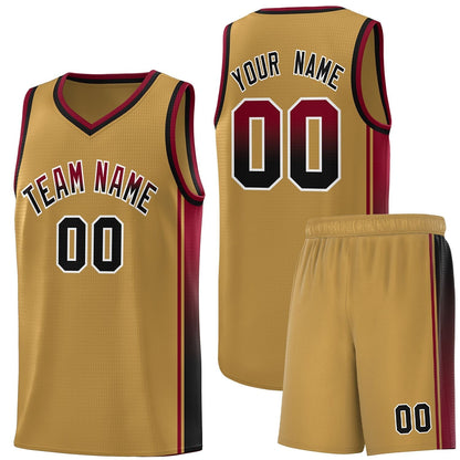 Custom Old Gold Crimson-Black Gradient Fashion Sports Uniform Basketball Jersey