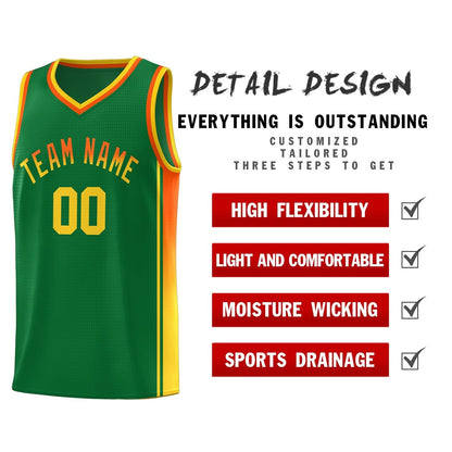 Custom Kelly Green Orange-Gold Gradient Fashion Sports Uniform Basketball Jersey