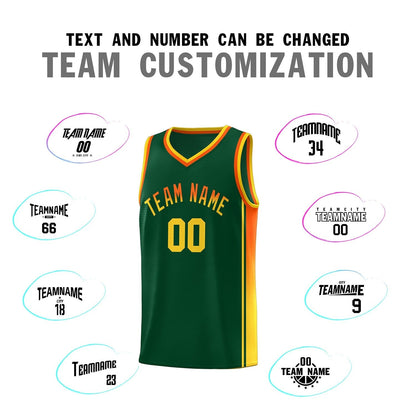 Custom Green Orange-Gold Gradient Fashion Sports Uniform Basketball Jersey