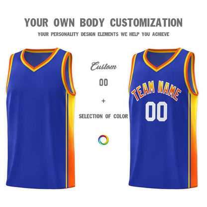 Custom Royal Gold-Orange Gradient Fashion Sports Uniform Basketball Jersey