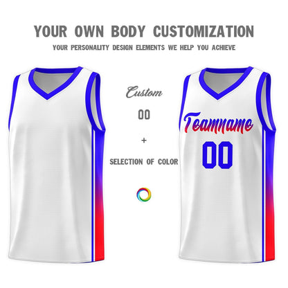 Custom White Red-Navy Gradient Fashion Sports Uniform Basketball Jersey