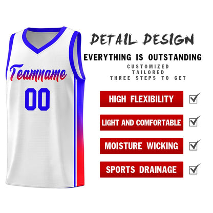 Custom White Red-Navy Gradient Fashion Sports Uniform Basketball Jersey