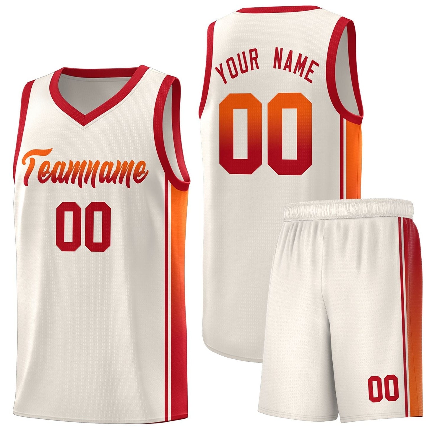 Custom Khaki Orange-Red Gradient Fashion Sports Uniform Basketball Jersey