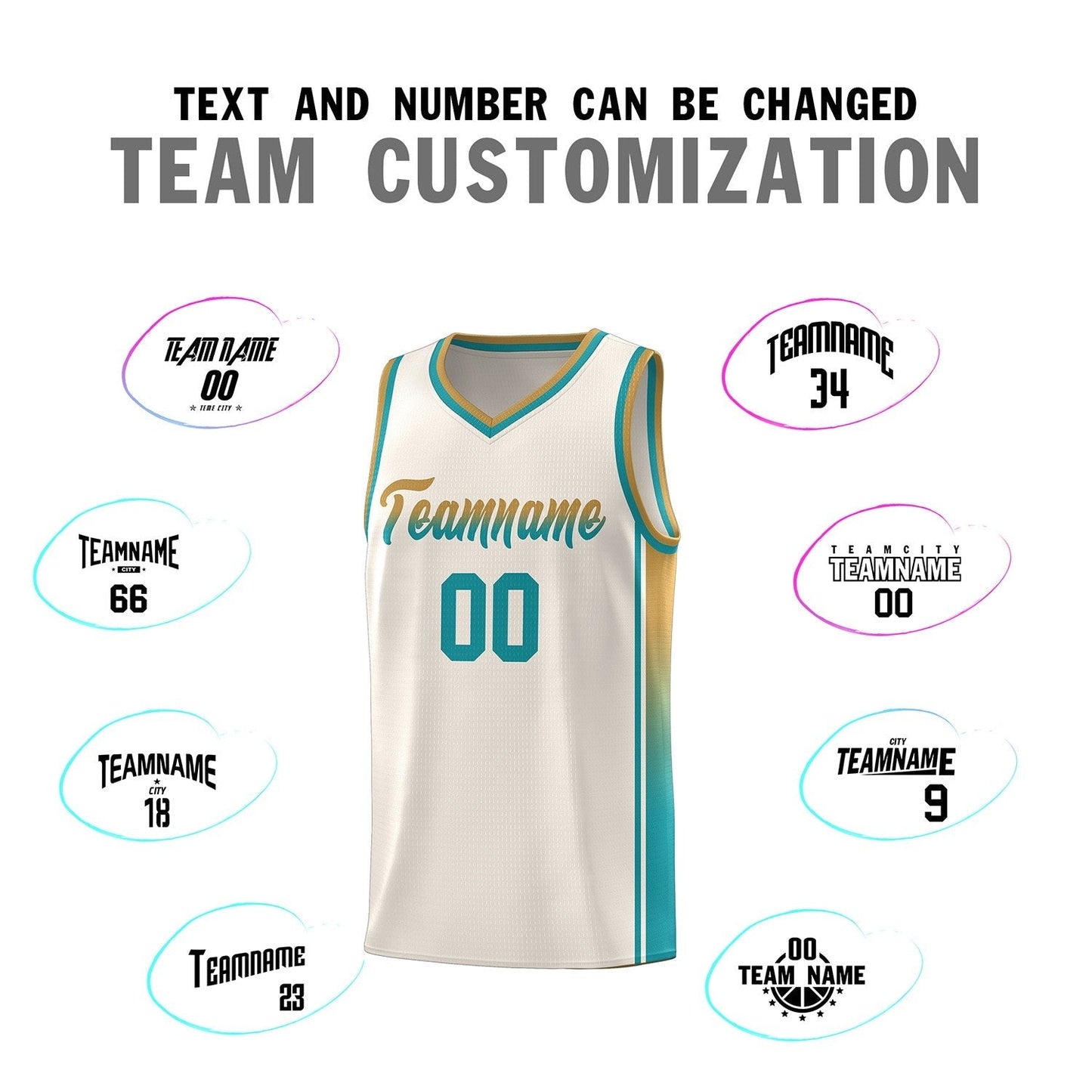 Custom Khaki Old Gold-Aqua Gradient Fashion Sports Uniform Basketball Jersey